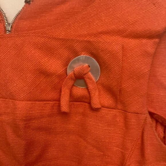 Vintage Alison Ayres Coral Linen Dress - Picture 2 of 8